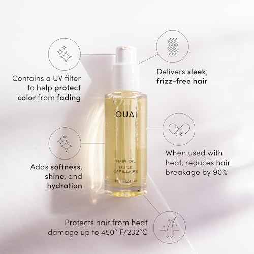 OUAI Hair Oil Travel Size - Heat Protectant Oil for Frizz Control - Adds Shine and Smooths Split Ends - Color Safe Formu