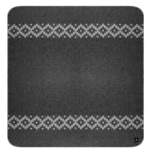 Thick Alpaca Wool Blanket for Heavyweight Camping and Indoors - Soft Peru Queen Size Ethnic Design (Dark Gray - Soft Gra