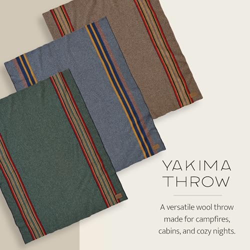 Pendleton Yakima Throw Mineral Umber - Wool Cotton, Lightweight, Soft and Durable for Home and Travel - 54" x 66"