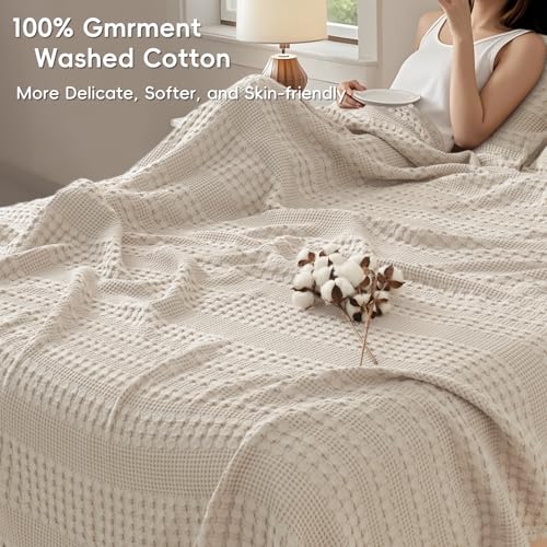 PHF 100% Cotton Waffle Weave Blanket Queen Size for Home Bedding
PHF Soft Lightweight Breathable Cozy Summer Blankets Qu